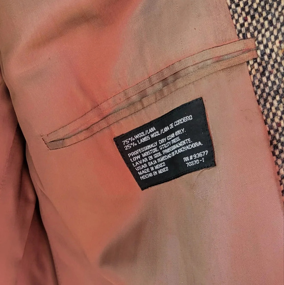 Vintage Brown Tweed Professor Blazer sports jacket leather patches on elbows - Picture 6 of 15